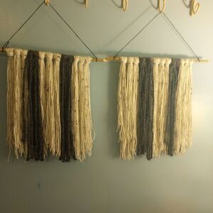 Two Bohemian textured yarn wall hanging